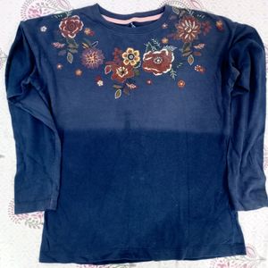 Beautiful Navy Blue Full Sleeves T Shirt