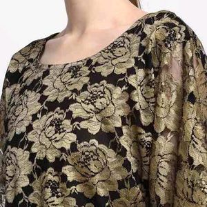 Women Golden Lace Floral Unique Top By JUST WOW