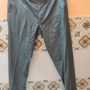 Louis Philippe Grey Strip Pant For Men