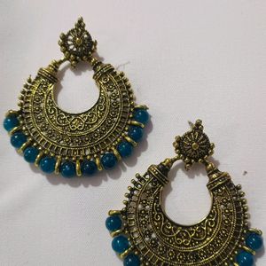 Golden and  Blue Earings