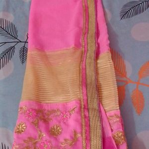 Beautiful Pink Golden Touch Sari