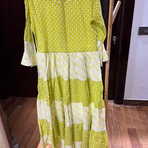 Lime Green Tiered Dress