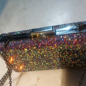 💎❤LOGUS Acrylic Metallic Designer Richlook Multi Colour stone Studded Clutch💎✨