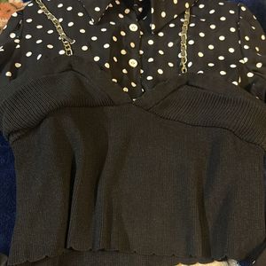 black Polka Dot Korean Top