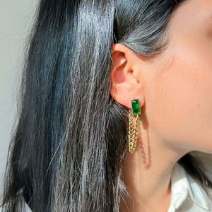 Green Emerald Chain Earrings Design