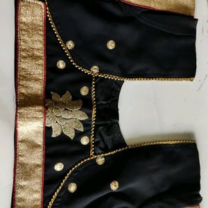 Black Golden Embroidered Saree With Blouse