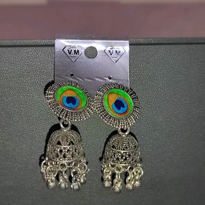 Peacock Oxidised Earrings