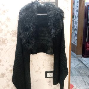 Black Wool Poncho