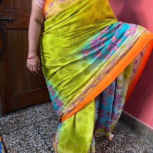 Parrot Green Saree