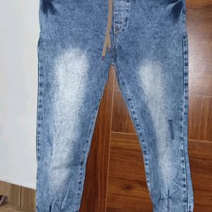 Trendy High Rise Blue Jogger Denim Pant