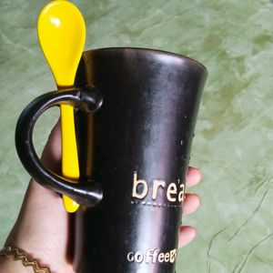 Big Coffee Mug With Spoon New