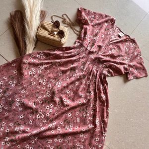 Urbanic Elegant Dusty Pink Floral Print Dress