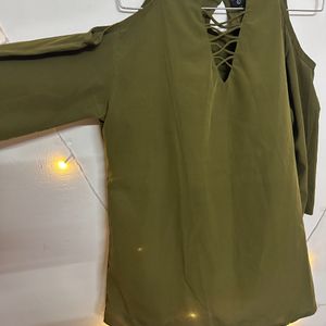 Olive Cold Shoulder Top