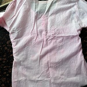 Baby pink chikankari kurta