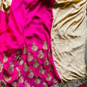 Soft Double colour heavy work saree