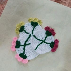 Crocheted Set Of 3 Tea Coasters