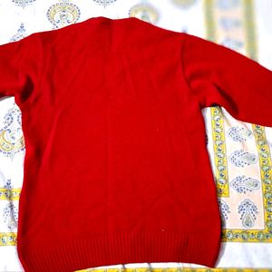 Branded red color sweater for men.