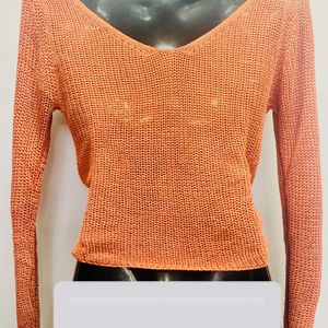 Coral Crochet Crop Top