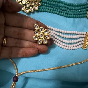 Two Kundan Necklaces With Common Earrings