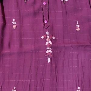 Purple Embroidered Kurti