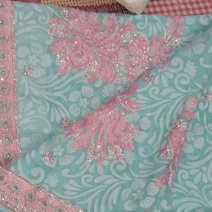 Net Browser Pretty Sky Blue Saree, Only Saree