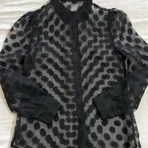 Polka Dot Black Organza Party Shirt