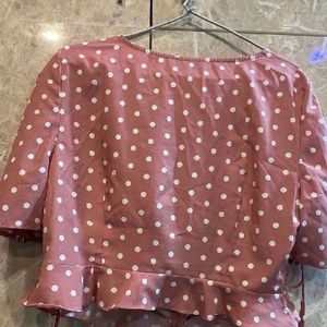 Polka Dotted Peach Pink Top