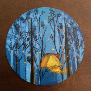 Unique Round Acrylic Painting- Set Of 4