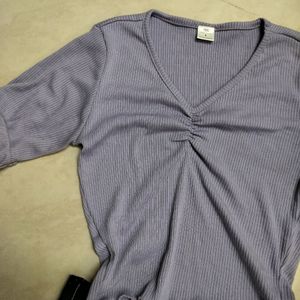 SSS Lavender/Purple V Neck Crop Top