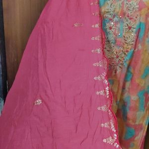 Neck Embroidery N Dupatta Sequence Work