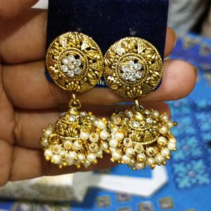 Gold Oxidised Jhumki