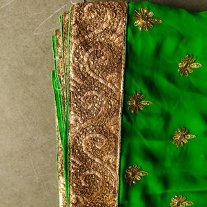 Parrot Green Saree