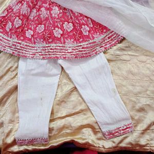 Pink Anarkali Kurta Pyajama For Kids