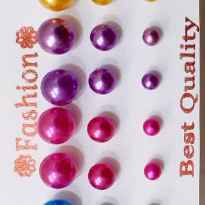 New Designer 3 Dozen Multi colour and White Round Pearl Earringd 36 Set Earring  Stud For Girls  Women Fashion School Children Kids College Girls ladies fashion stud earrings