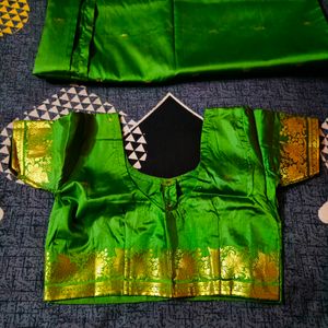 Pure Georgette Saree With Blouse, Green