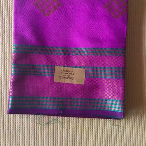 Green and Purple Cotton Silk Saree