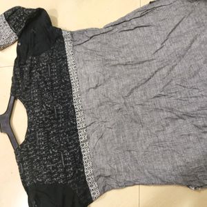 Grey N Black Kurti