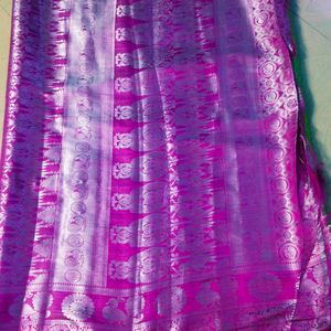 Silver Design Banarasi Soft Silk Saree