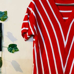 GOOCH : Red♥️ & White🤍 Strips Sweater Top