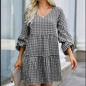 Black And White Check Dress 🔥