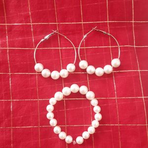 Trending New Pearl Earrings And Bracelet