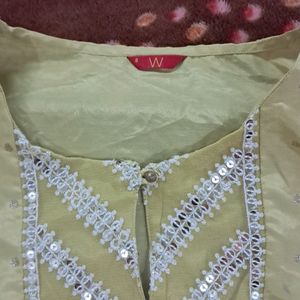 Women "W" Yellow Silk Kurta