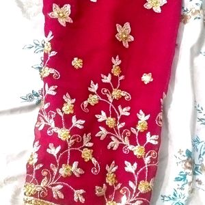 Beautiful Designer Red Suit Heavy Jari Aur Stone W