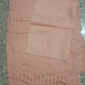 Peach Color Mulmul Saree With Cut Blouse Piece