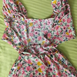 Puff Sleeve Floral Dress