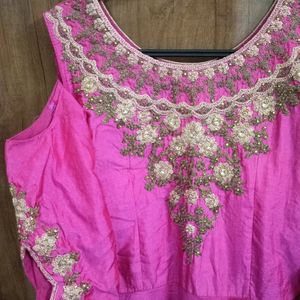 Pink Colour Anarkali With Work