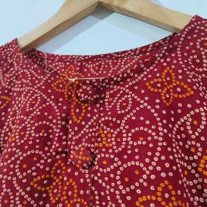 Maroon Printed Short Kurti