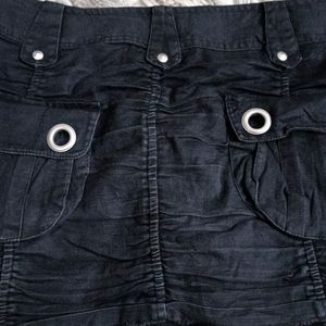 Black Stretchy Bottom Y2k cargo Skirt