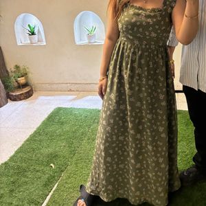 Olive Floral Long Dress