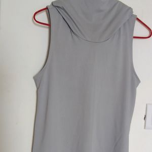 Streachable Silver Grey High Neck Top